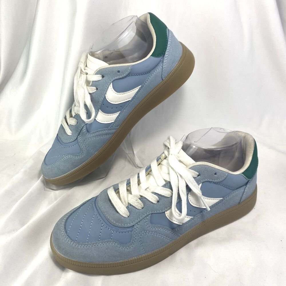 Madden Girl Women's 9M Light Blue Low Top Lace-Up Retro Sneakers Gum Sole